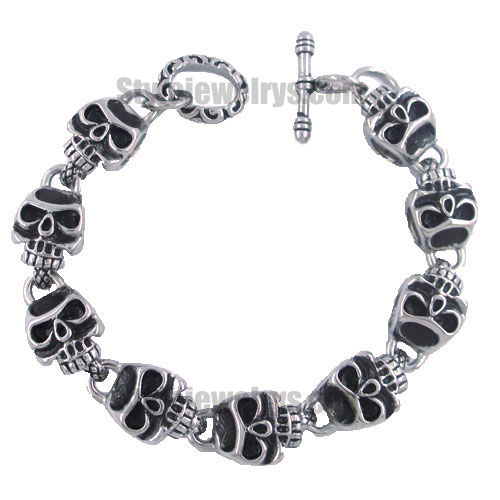 Stainless steel jewelry bracelet skull link bracelet SJB380005 - Click Image to Close
